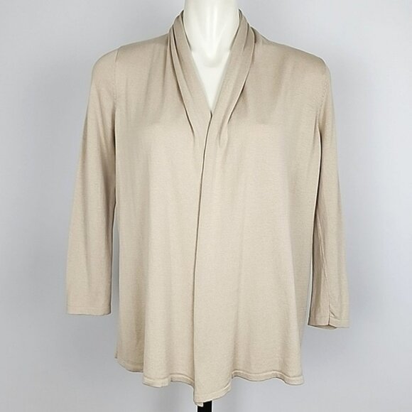 August Silk Women's Cream Silk Blend Open Front Cardigan 3/4 Sleeves Size Medium - Picture 1 of 11